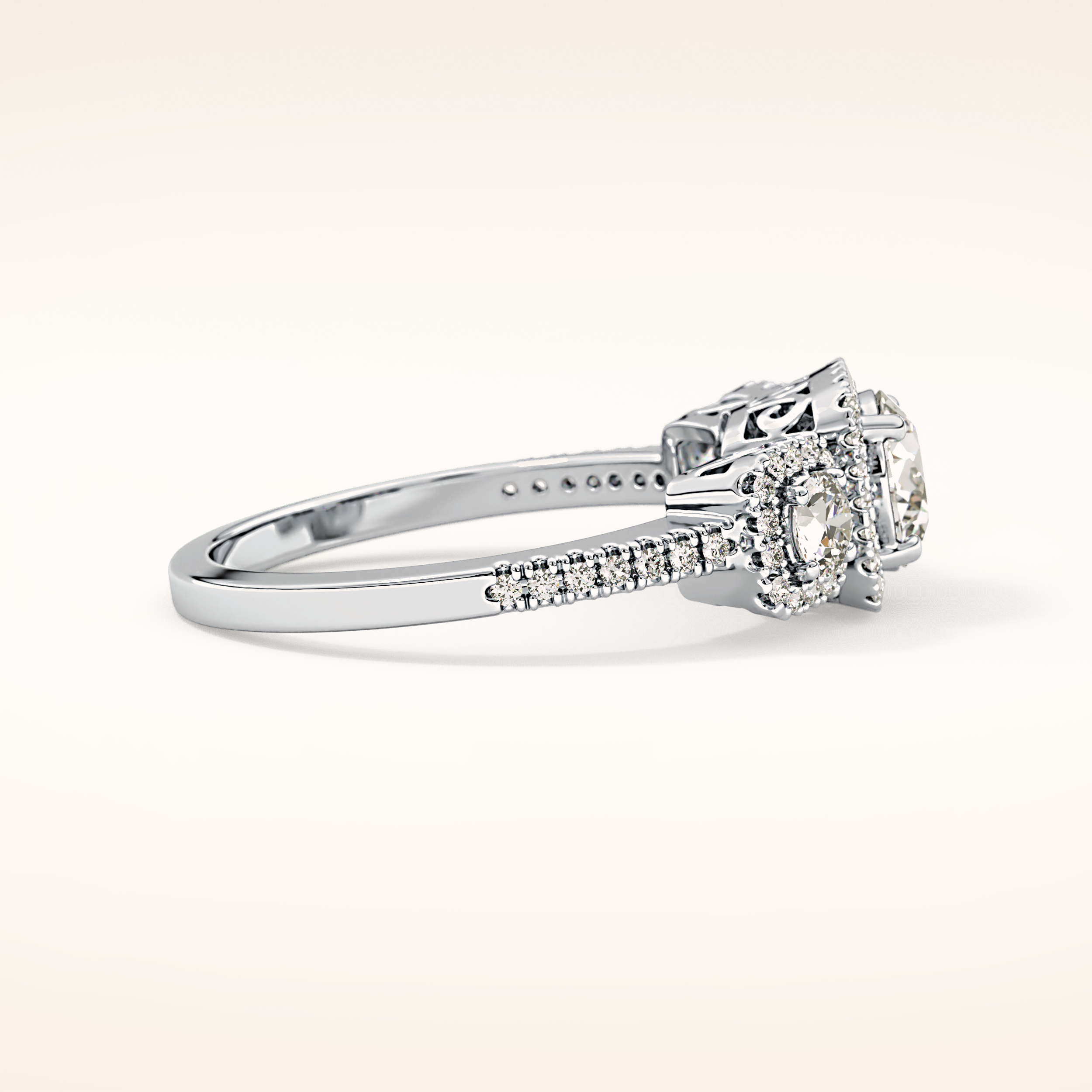 0.79 CT Round Shaped Cluster Moissanite Engagement Ring