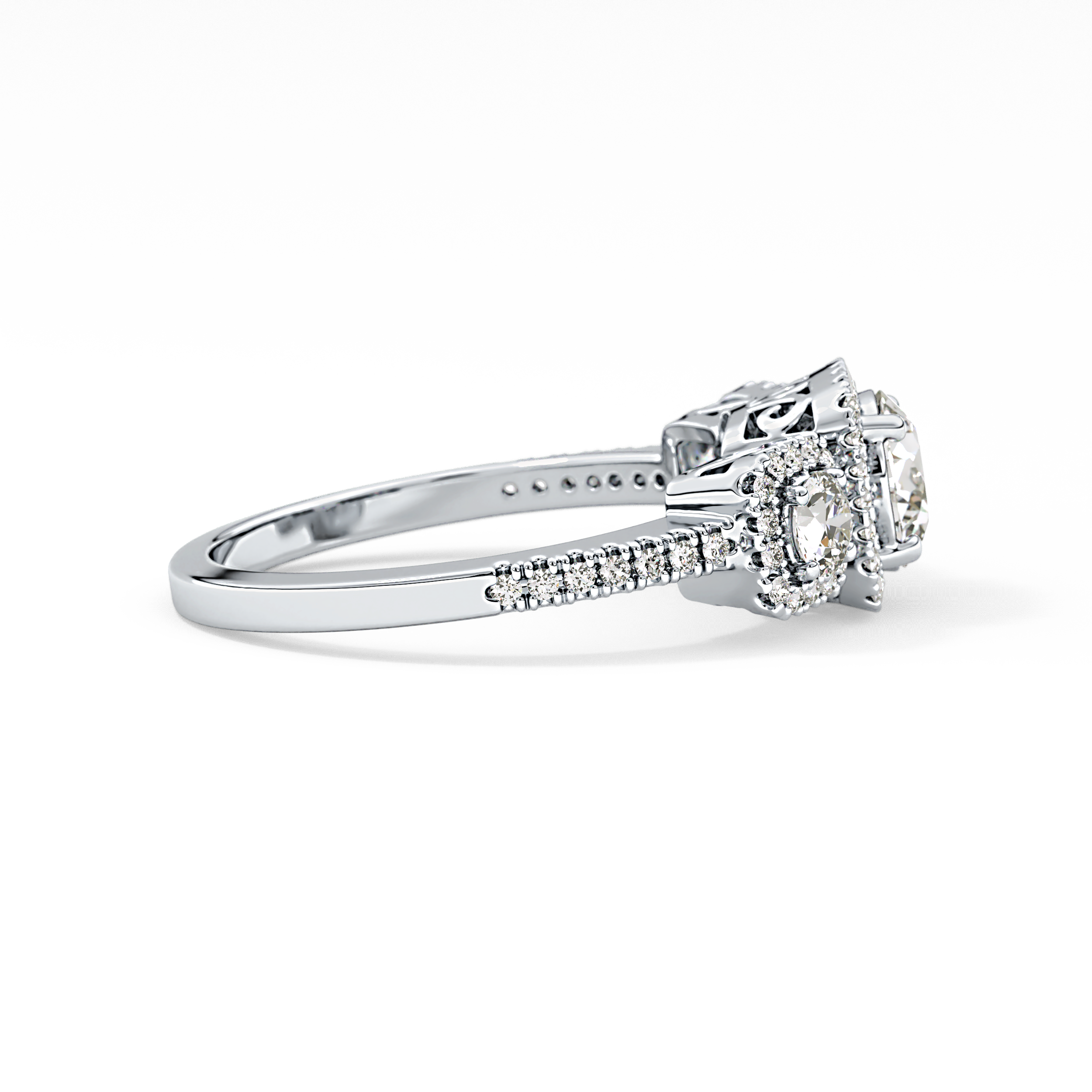 Round Cluster Lab Grown Diamond Engagement Ring