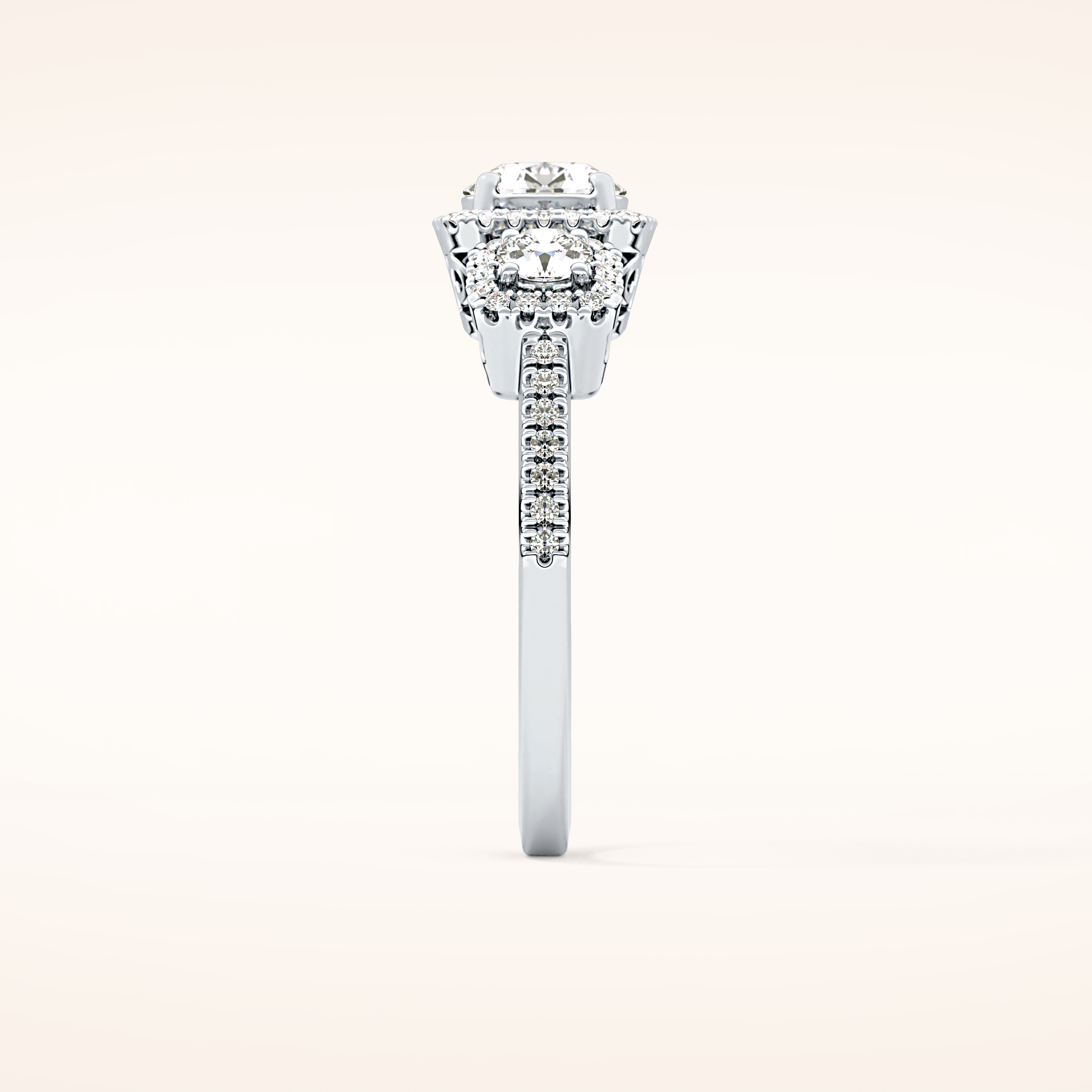 0.79 CT Round Shaped Cluster Moissanite Engagement Ring