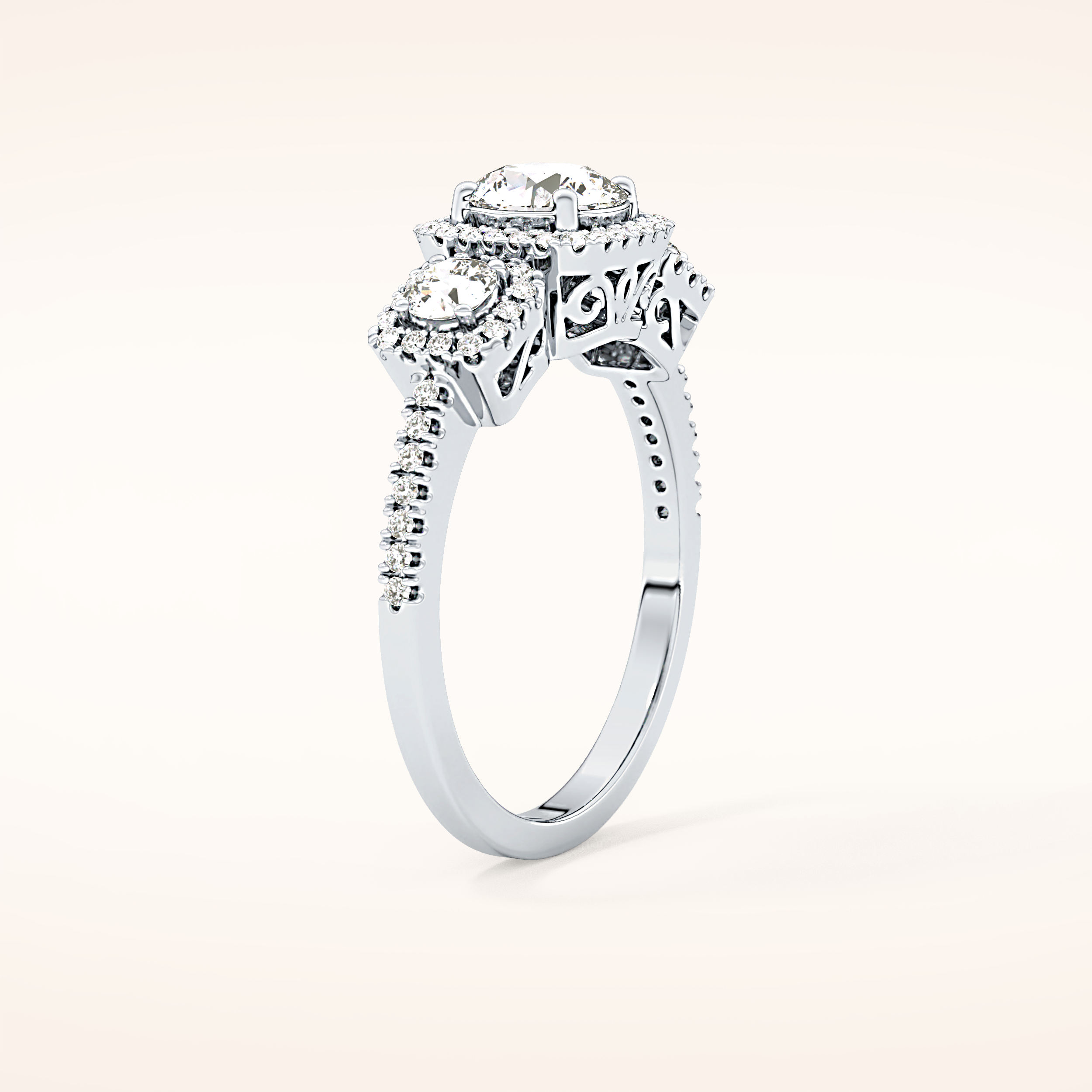 0.79 CT Round Shaped Cluster Moissanite Engagement Ring