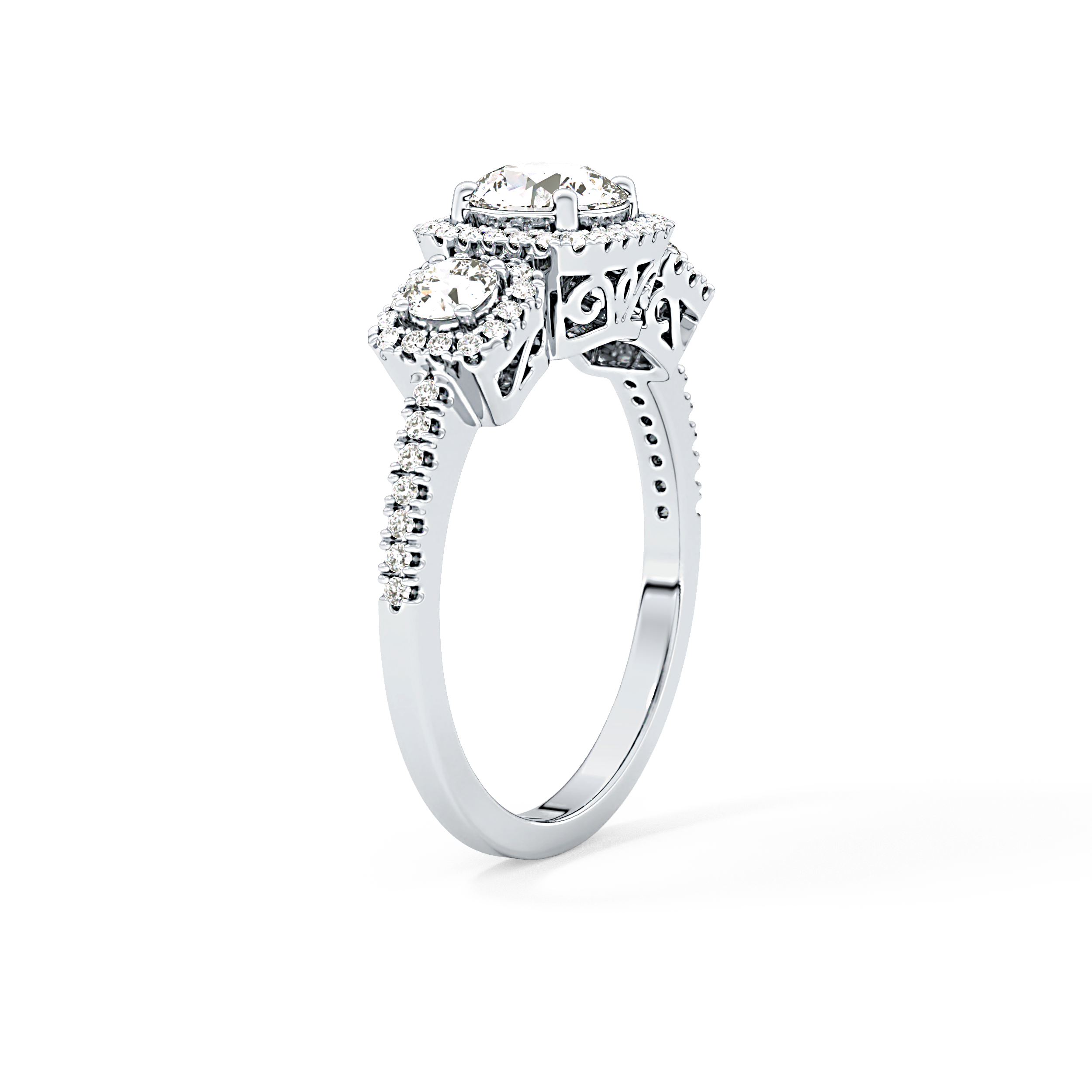 Round Cluster Lab Grown Diamond Engagement Ring