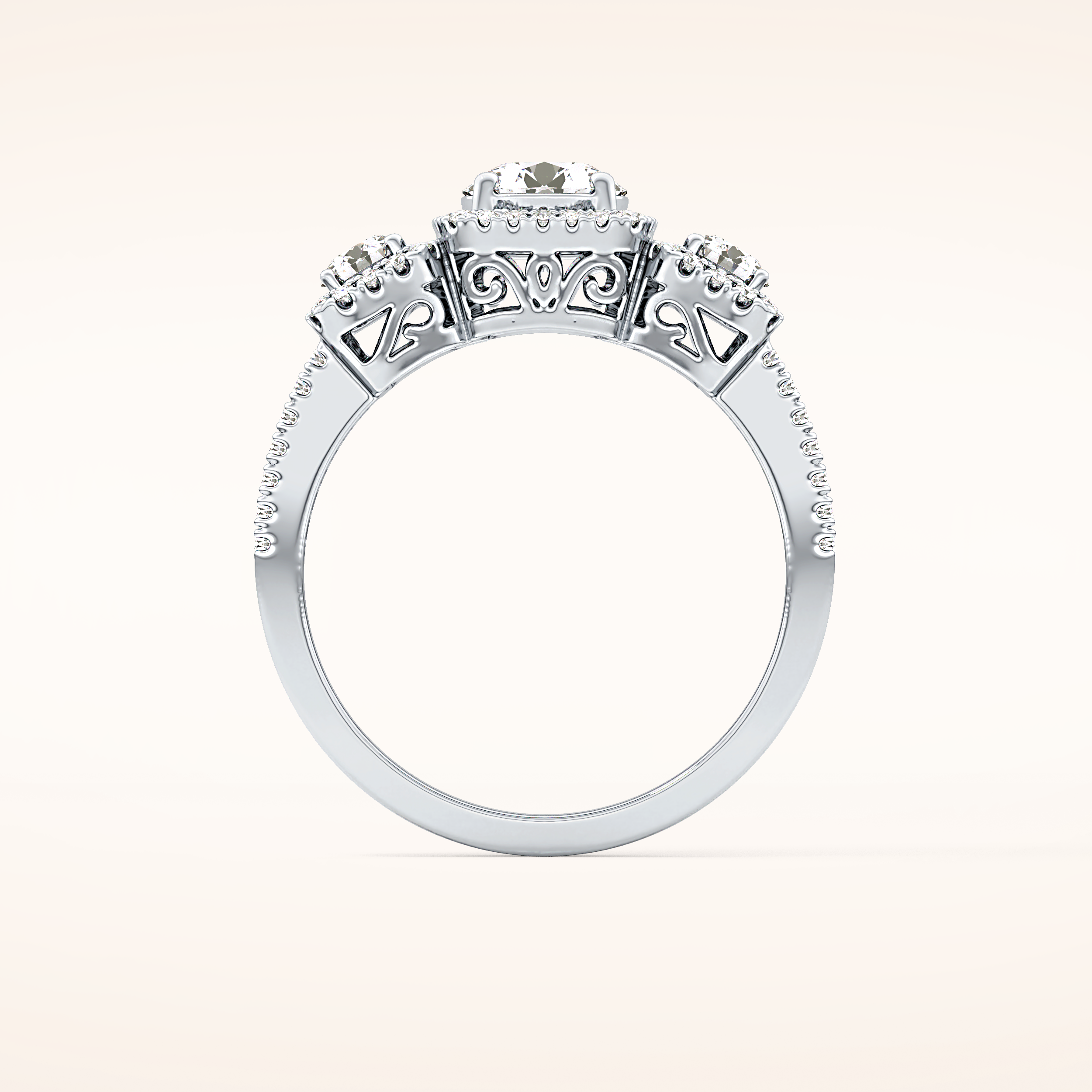 0.79 CT Round Shaped Cluster Moissanite Engagement Ring