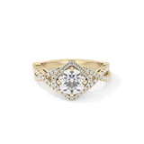Round Halo Pave Lab Grown Diamond Engagement Ring