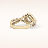 0.95 CT Round Shaped Halo & Twig Pave Moissanite Engagement Ring
