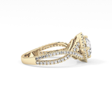 Round Halo Pave Lab Grown Diamond Engagement Ring