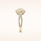 0.95 CT Round Shaped Halo & Twig Pave Moissanite Engagement Ring