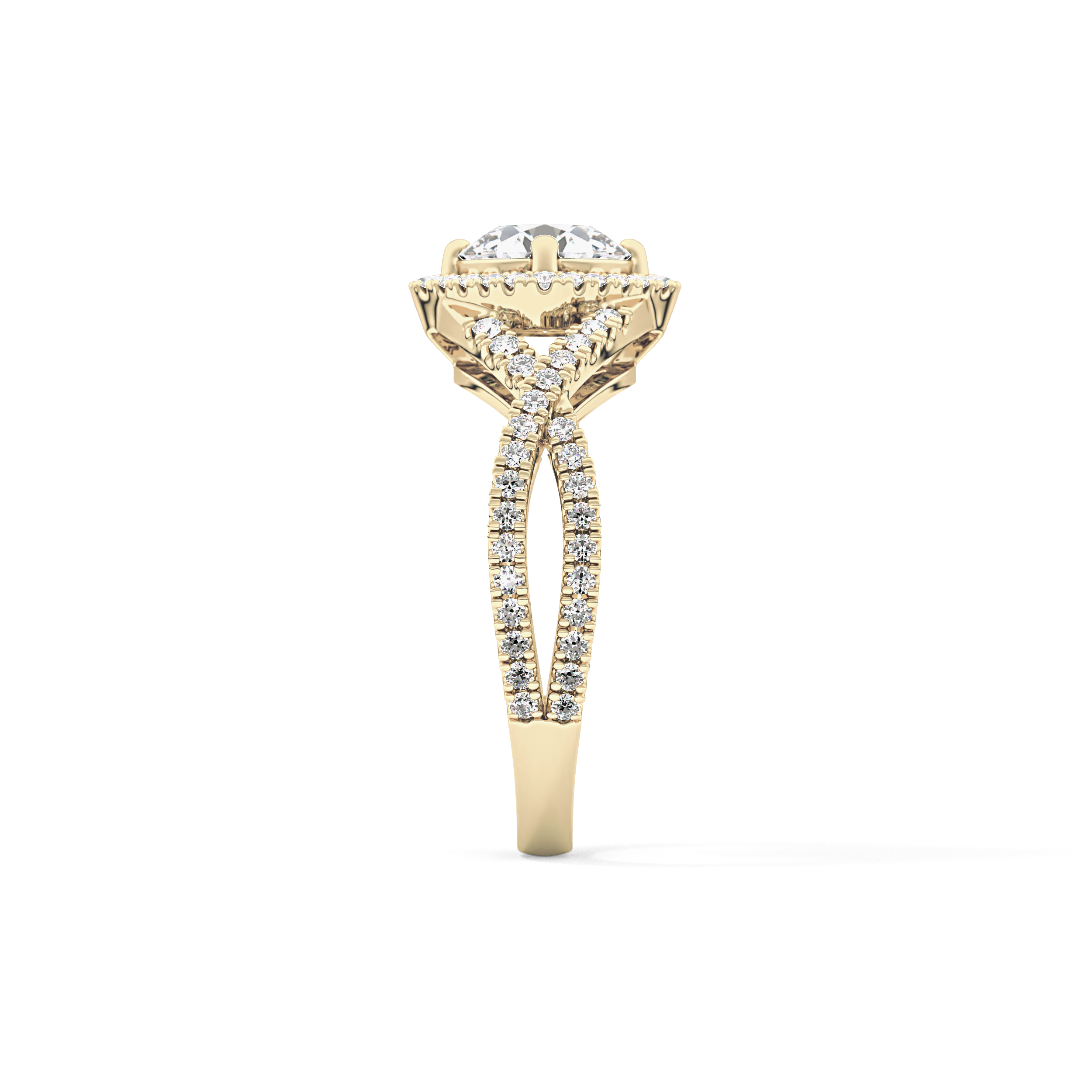 Round Halo Pave Lab Grown Diamond Engagement Ring
