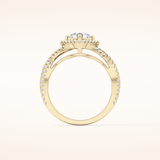 0.95 CT Round Shaped Halo & Twig Pave Moissanite Engagement Ring