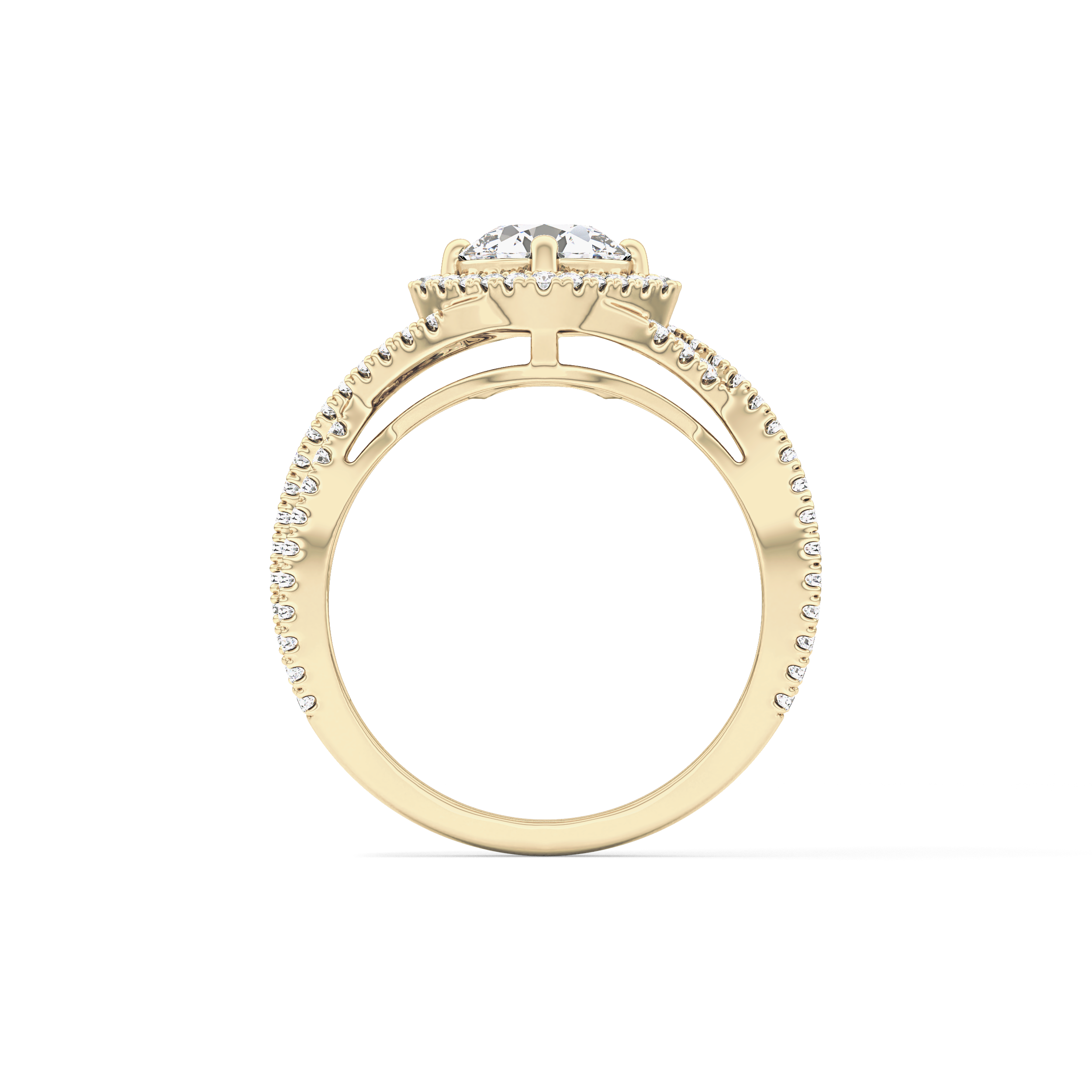 Round Halo Pave Lab Grown Diamond Engagement Ring
