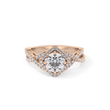 Round Halo Pave Lab Grown Diamond Engagement Ring