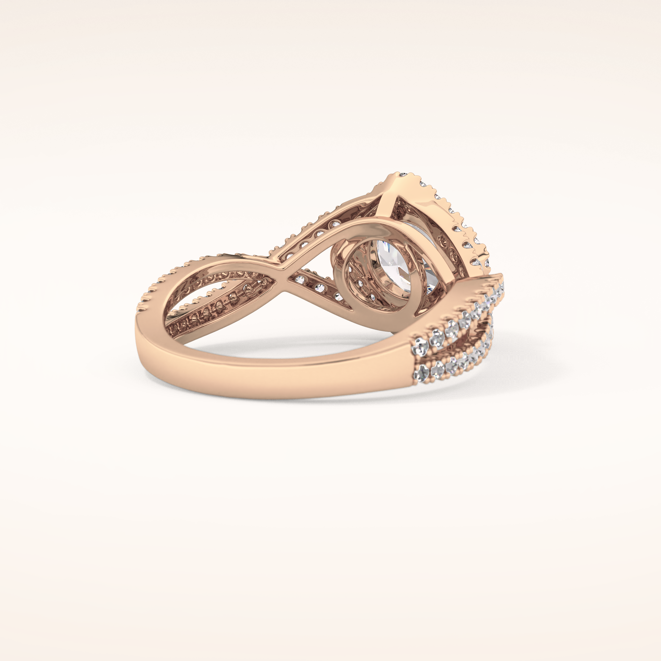 0.95 CT Round Shaped Halo & Twig Pave Moissanite Engagement Ring