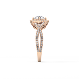 Round Halo Pave Lab Grown Diamond Engagement Ring
