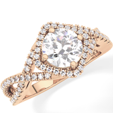 Round Halo Pave Lab Grown Diamond Engagement Ring