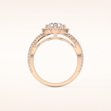 0.95 CT Round Shaped Halo & Twig Pave Moissanite Engagement Ring