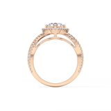 Round Halo Pave Lab Grown Diamond Engagement Ring
