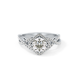 Round Halo Pave Lab Grown Diamond Engagement Ring