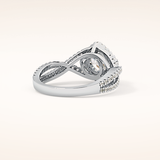 0.95 CT Round Shaped Halo & Twig Pave Moissanite Engagement Ring