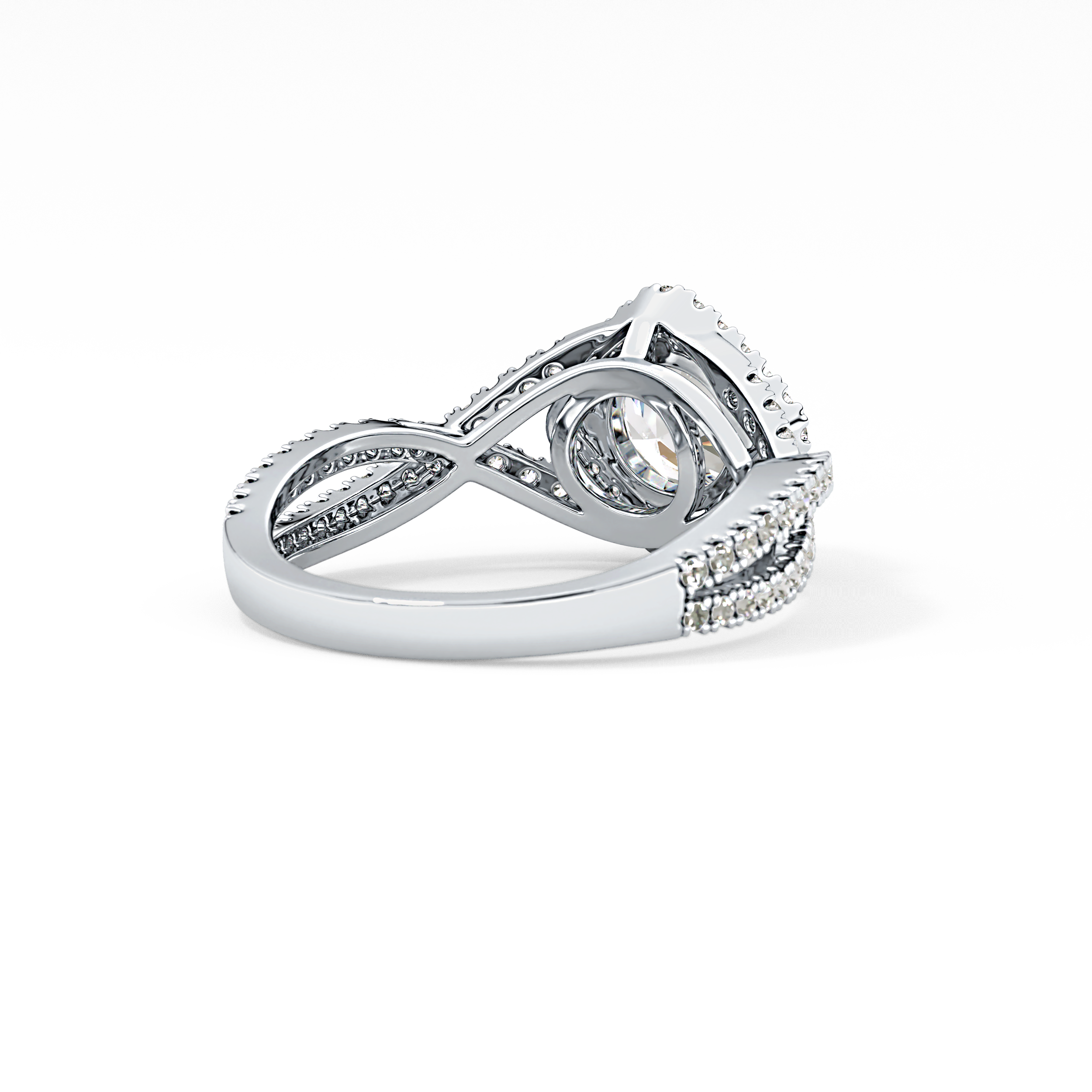 Round Halo Pave Lab Grown Diamond Engagement Ring