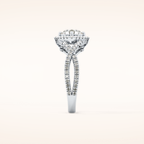 0.95 CT Round Shaped Halo & Twig Pave Moissanite Engagement Ring