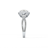 Round Halo Pave Lab Grown Diamond Engagement Ring