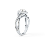 Round Halo Pave Lab Grown Diamond Engagement Ring