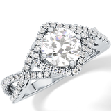 Round Halo Pave Lab Grown Diamond Engagement Ring