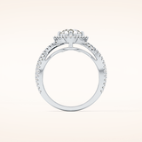 0.95 CT Round Shaped Halo & Twig Pave Moissanite Engagement Ring