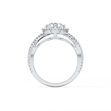 Round Halo Pave Lab Grown Diamond Engagement Ring