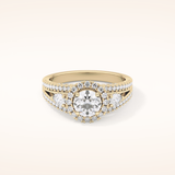 0.62 CT Round Shaped Cluster Moissanite Engagement Ring
