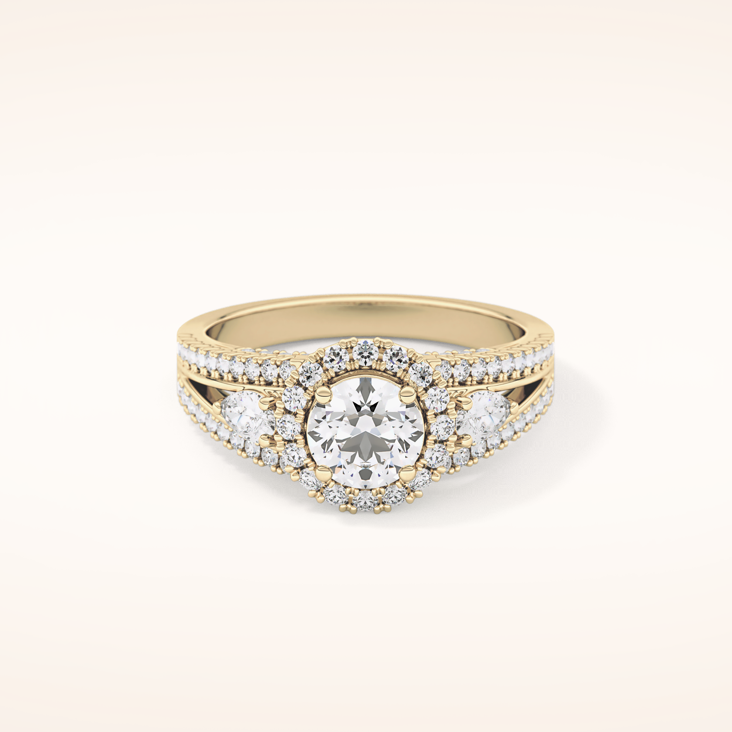 0.62 CT Round Shaped Cluster Moissanite Engagement Ring