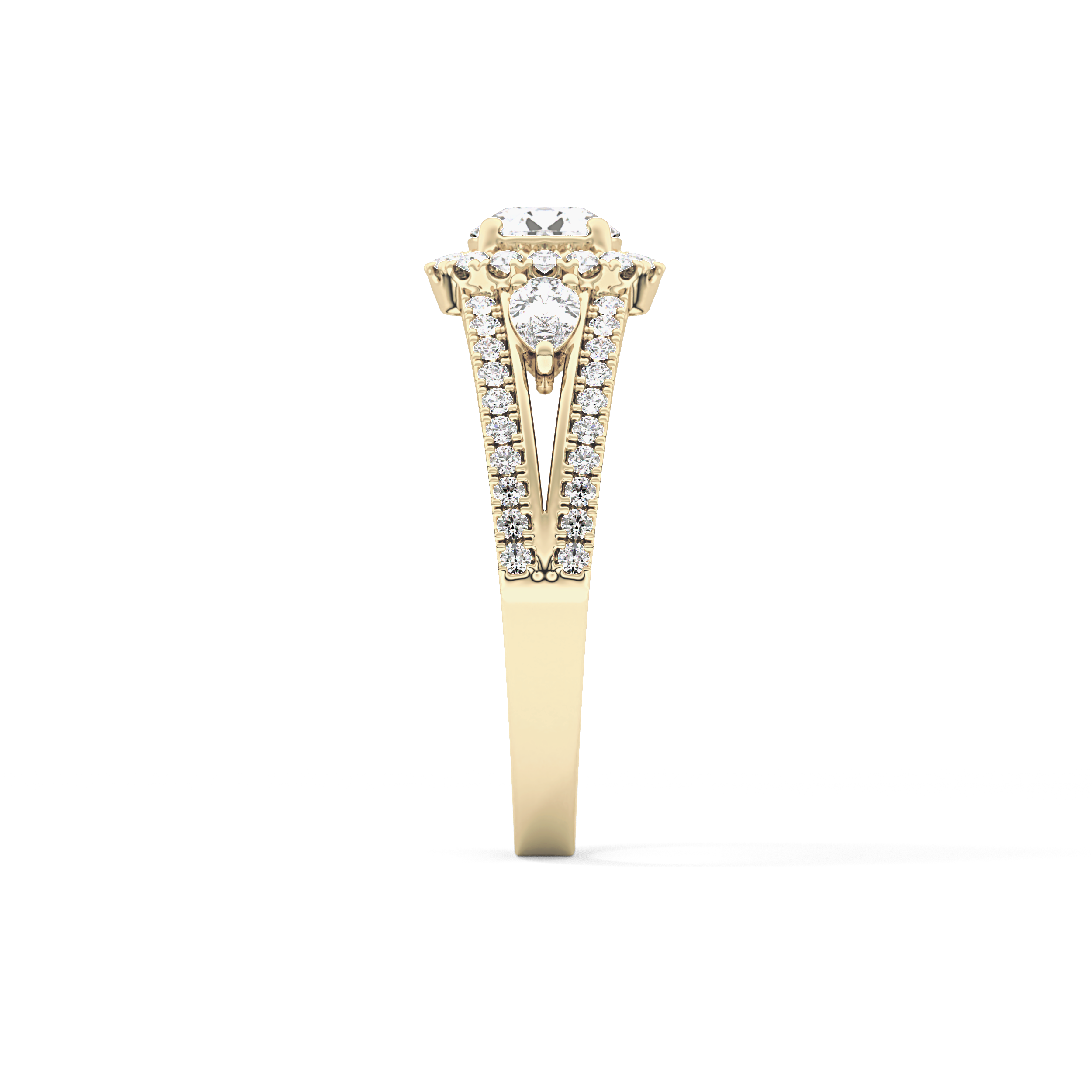Round Halo & Split Shank Pave Lab Grown Diamond Engagement Ring