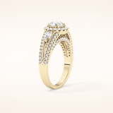 0.62 CT Round Shaped Cluster Moissanite Engagement Ring