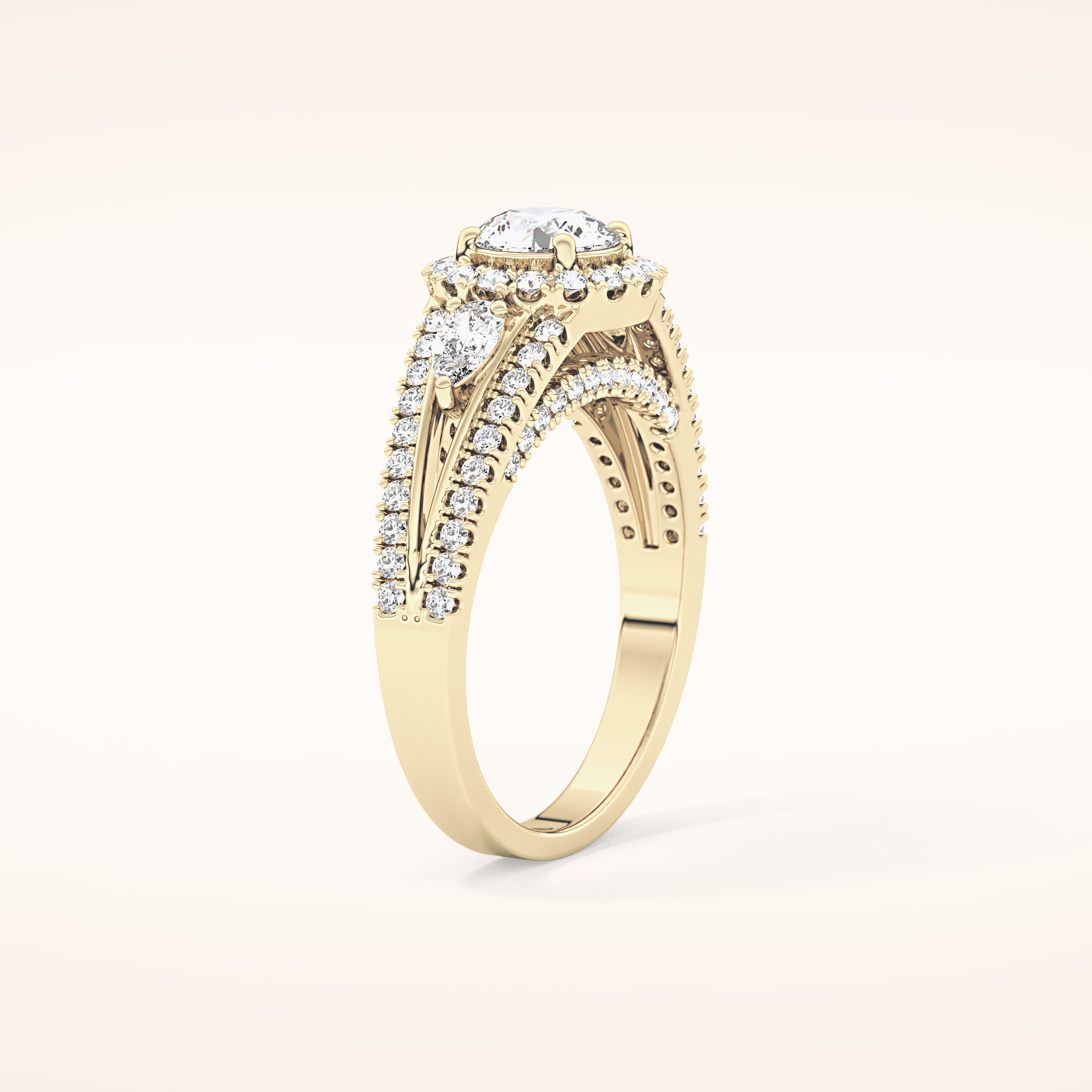 0.62 CT Round Shaped Cluster Moissanite Engagement Ring
