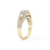 Round Halo & Split Shank Pave Lab Grown Diamond Engagement Ring