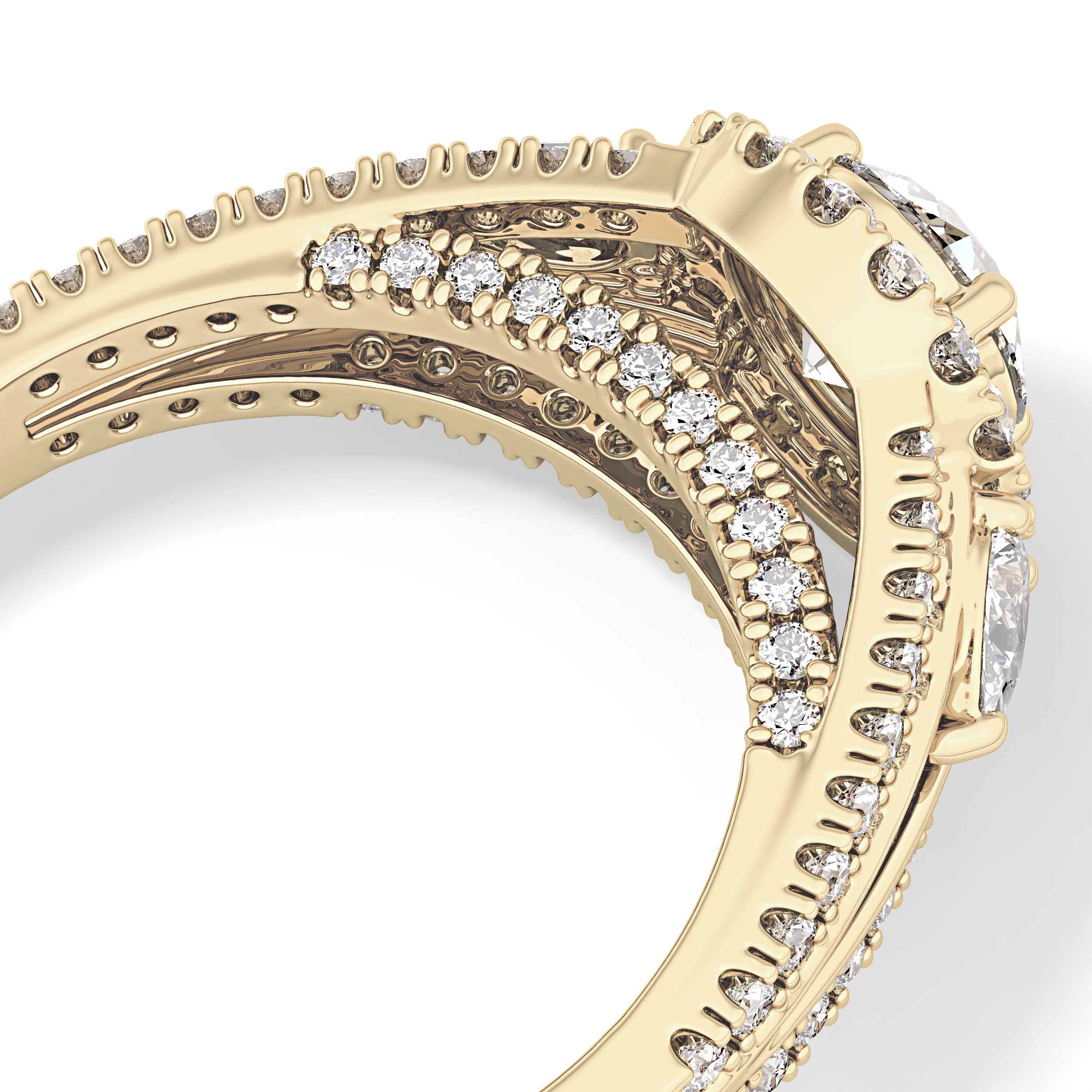 Round Halo & Split Shank Pave Lab Grown Diamond Engagement Ring