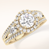 0.62 CT Round Shaped Cluster Moissanite Engagement Ring