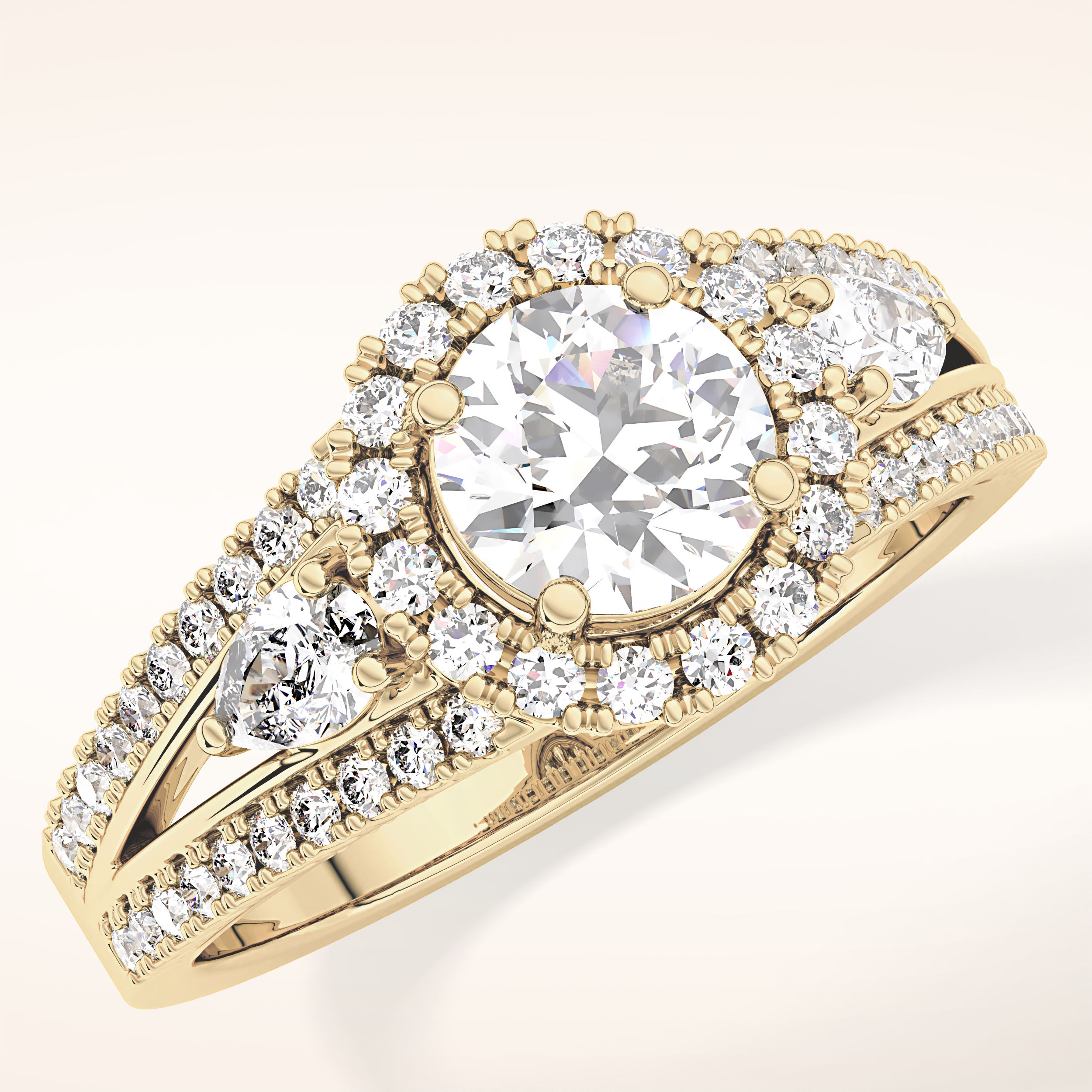 0.62 CT Round Shaped Cluster Moissanite Engagement Ring