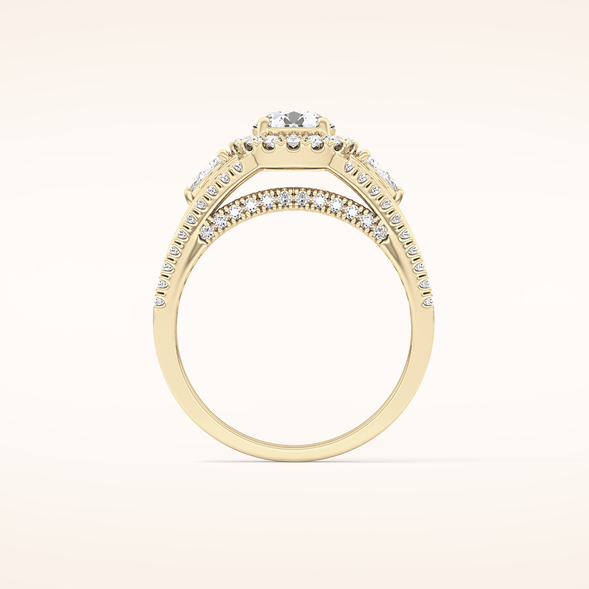 0.62 CT Round Shaped Cluster Moissanite Engagement Ring