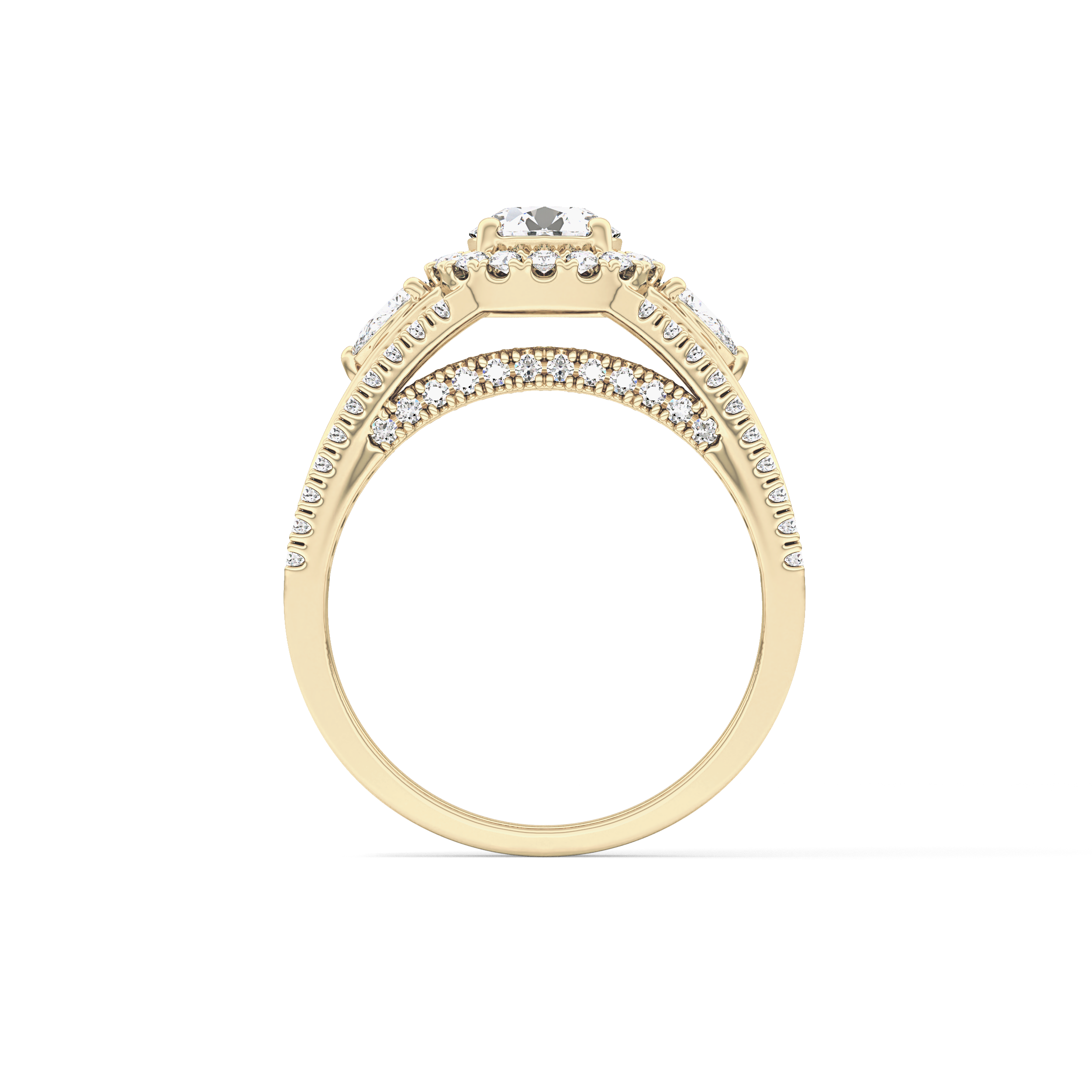 Round Halo & Split Shank Pave Lab Grown Diamond Engagement Ring