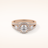 0.62 CT Round Shaped Cluster Moissanite Engagement Ring