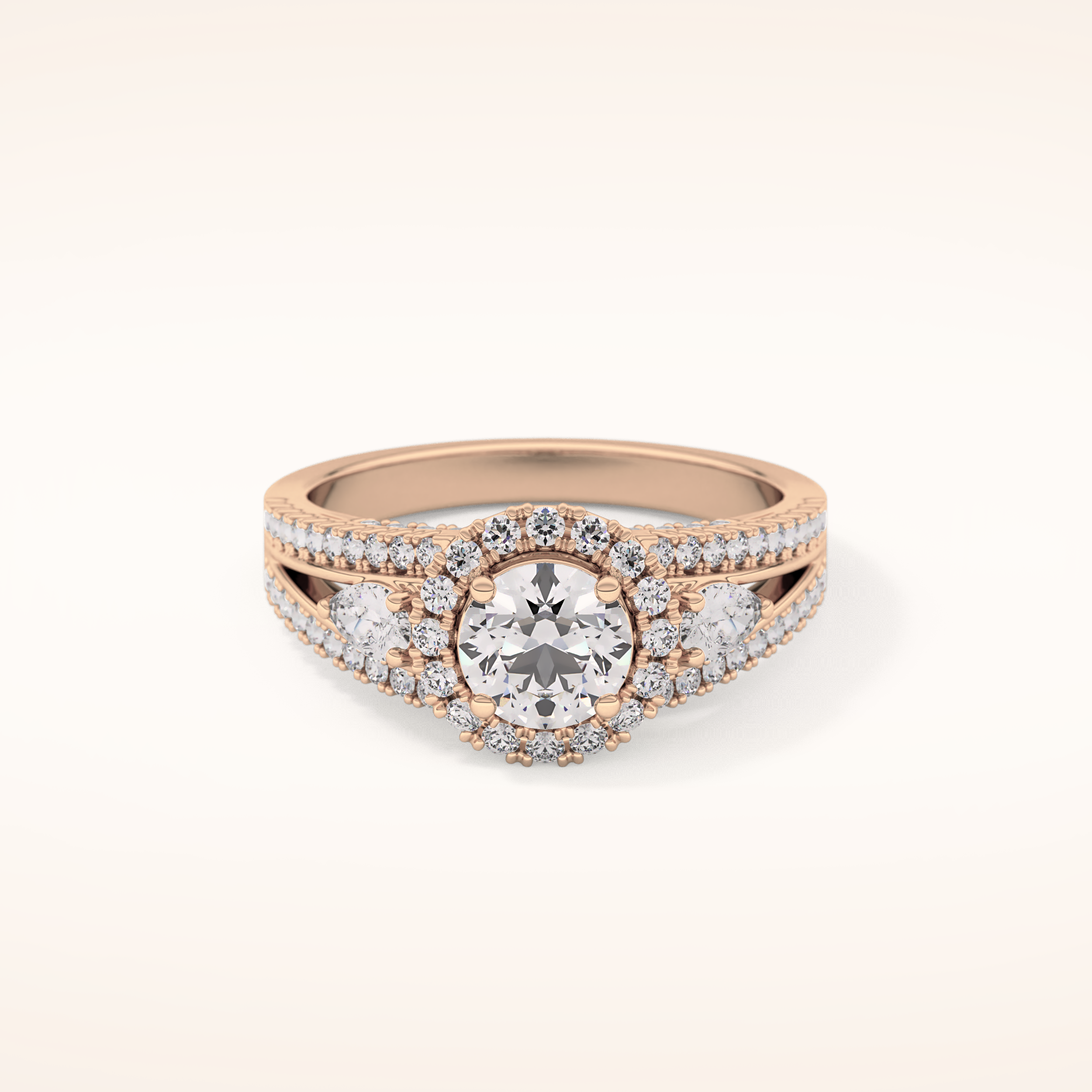 0.62 CT Round Shaped Cluster Moissanite Engagement Ring