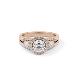 Round Halo & Split Shank Pave Lab Grown Diamond Engagement Ring