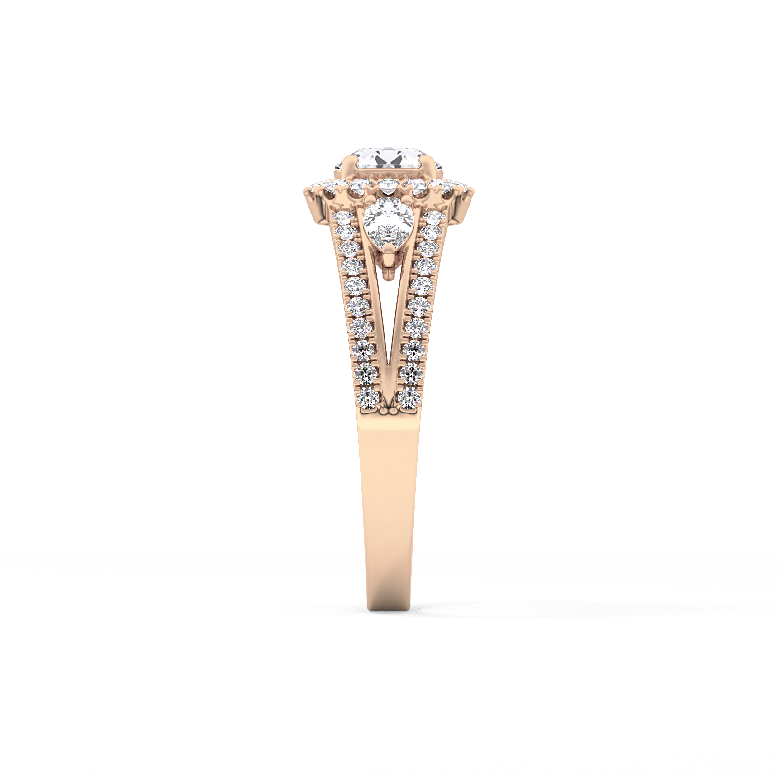 Round Halo & Split Shank Pave Lab Grown Diamond Engagement Ring