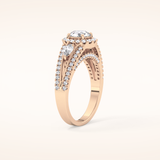 0.62 CT Round Shaped Cluster Moissanite Engagement Ring