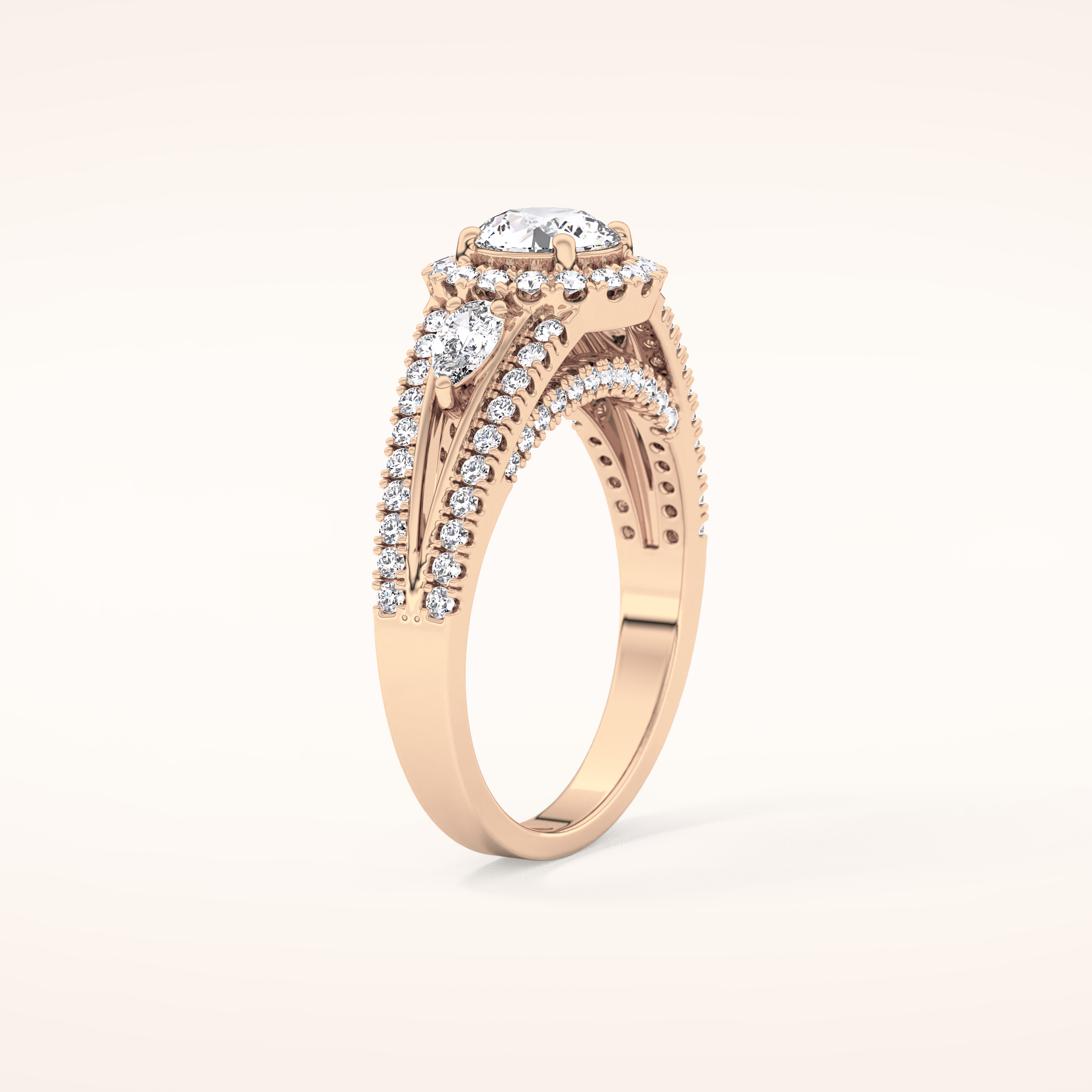 0.62 CT Round Shaped Cluster Moissanite Engagement Ring