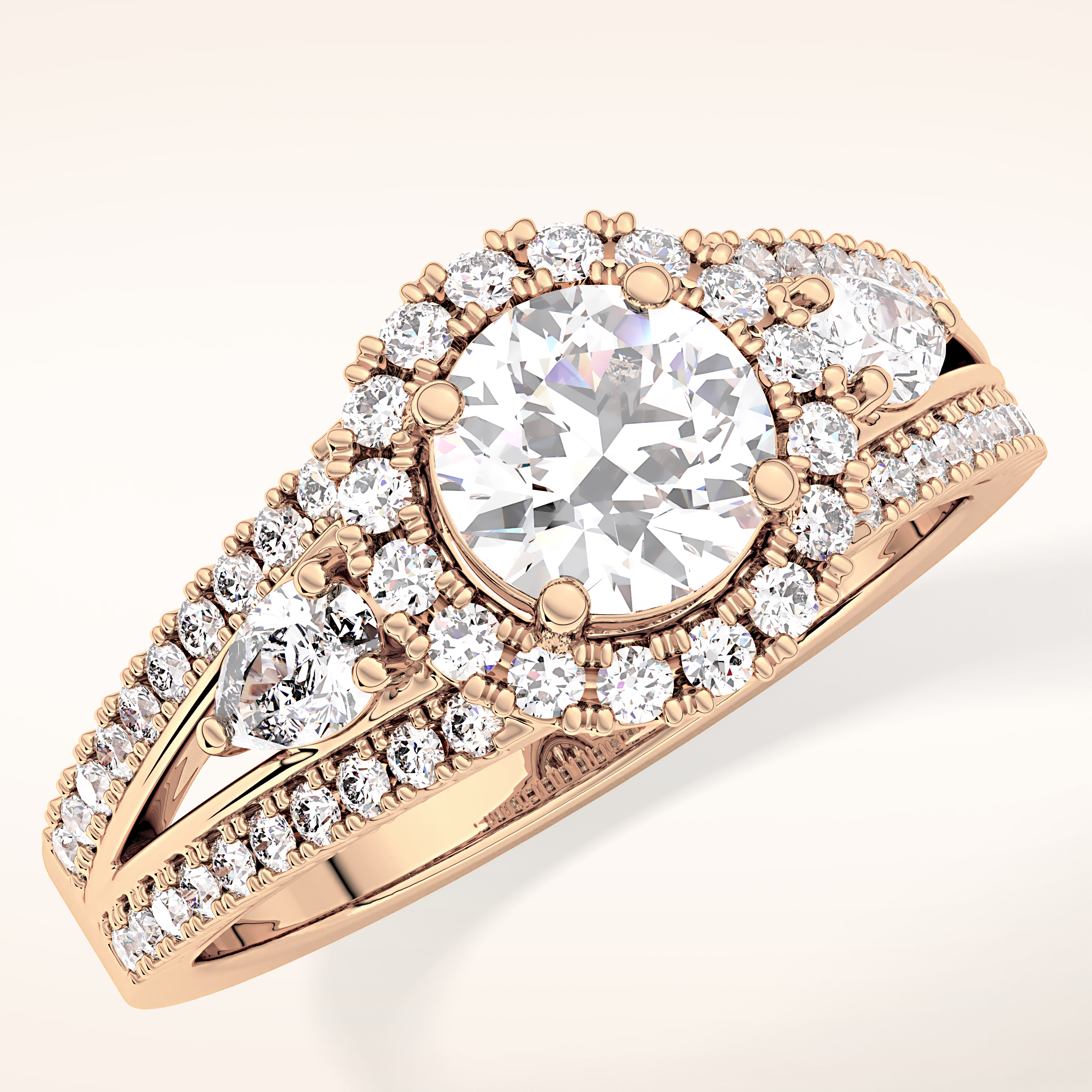 0.62 CT Round Shaped Cluster Moissanite Engagement Ring