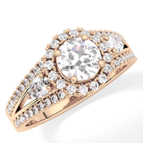 Round Halo & Split Shank Pave Lab Grown Diamond Engagement Ring
