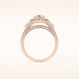 0.62 CT Round Shaped Cluster Moissanite Engagement Ring