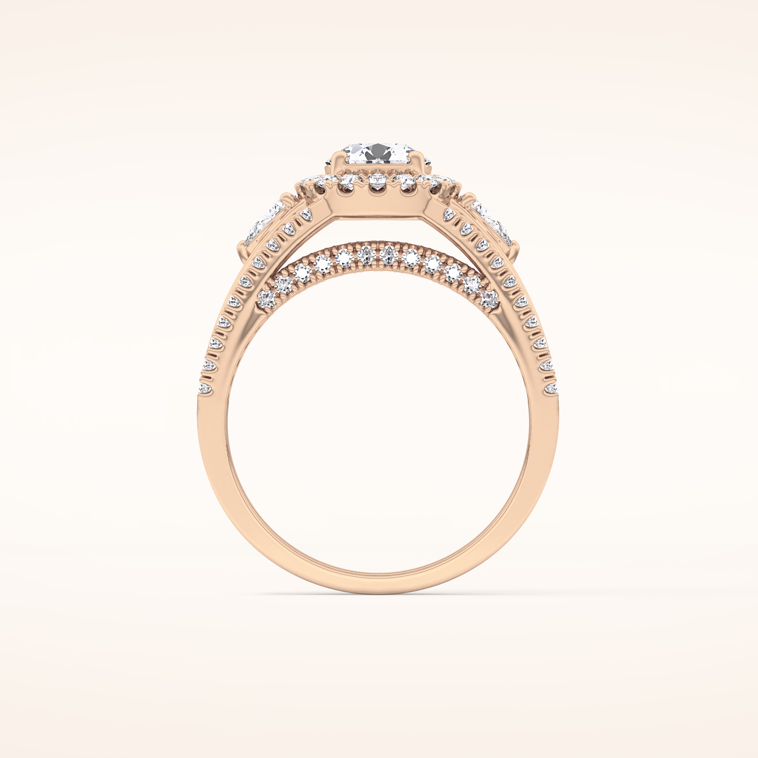 0.62 CT Round Shaped Cluster Moissanite Engagement Ring