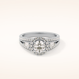 0.62 CT Round Shaped Cluster Moissanite Engagement Ring